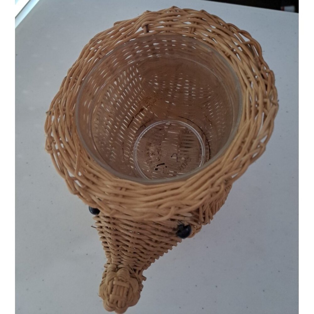 Wicker Elephant Basket Planter Tan Rattan BOHO Cottage Core Flower Pot 7"Hx9"W - Picture 9 of 9